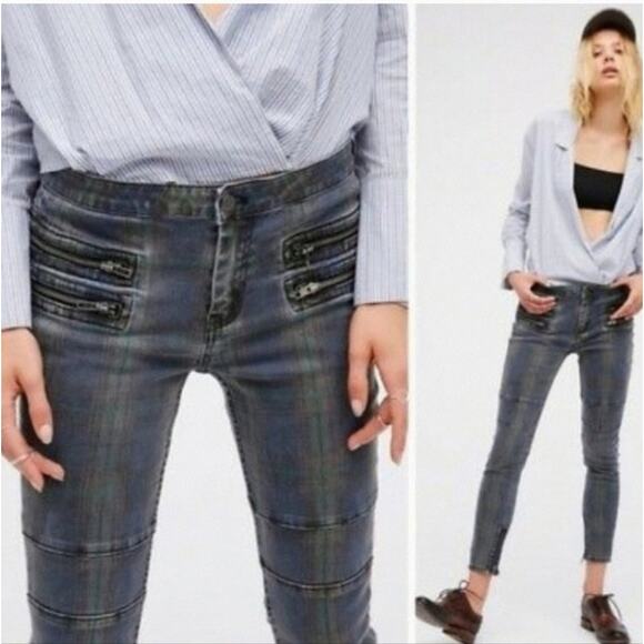 Free People Retro Stripe Skinny Jeans - Picture 1 of 9